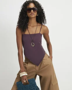Purple Tie Back Scarf Top