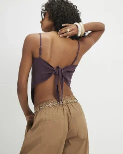 Purple Tie Back Scarf Top