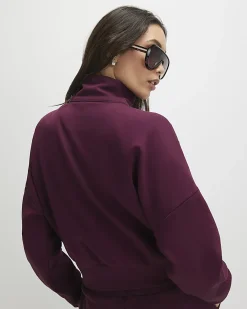 Purple Zip Up Interlock Bomber Jacket