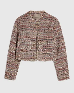 Red Boucle Edge To Edge Jacket