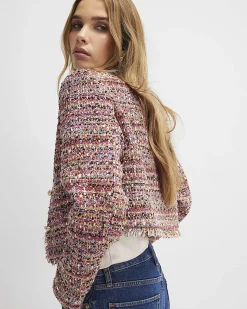 Red Boucle Edge To Edge Jacket