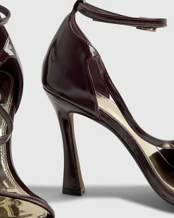 Red Buckle Strap Heeled Sandals