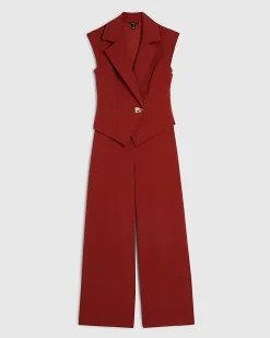 Red Cap Sleeve Wide Leg Jumpsuit