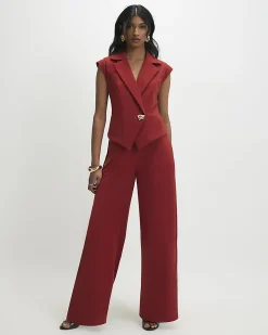 Red Cap Sleeve Wide Leg Jumpsuit