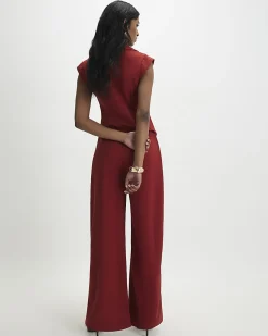 Red Cap Sleeve Wide Leg Jumpsuit