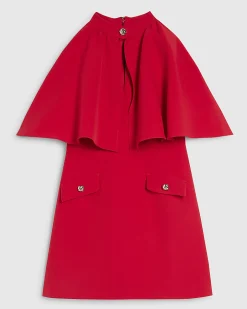 Red Cape Detail Mini Dress