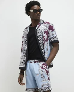 Red Cherub Print Shirt And Short Set