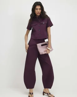 Red Cotton Blend Boxy Fit Shirt