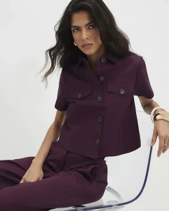 Red Cotton Blend Boxy Fit Shirt