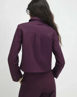 Red Cotton Blend Long Sleeve Boxy Shirt