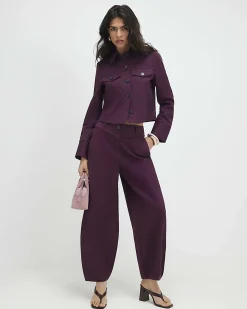 Red Cotton Blend Long Sleeve Boxy Shirt