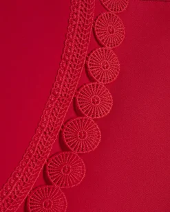 Red Crochet Trim Shorts