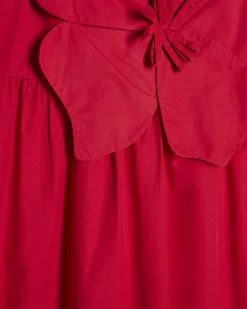 Red 3D Flower Strappy Maxi Dress