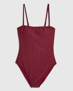 Red Diamante Embellished Swimsuit