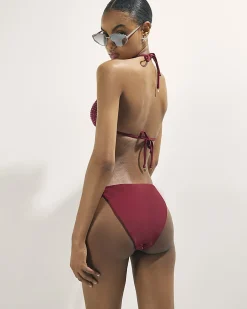 Red Diamante Tie Side Bikini Bottoms