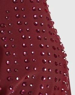 Red Diamante Triangle Bikini Top