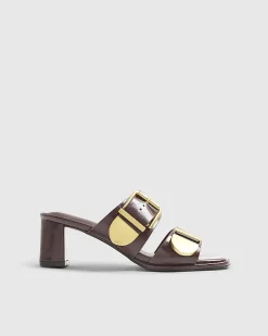Red Double Buckle Mule Sandals