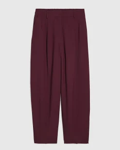 Red Drapey Barrel Leg Trousers