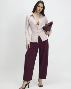 Red Drapey Barrel Leg Trousers