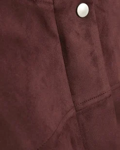 Red Faux Suede Classic Bomber Jacket