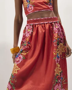 Red Floral Maxi Skirt