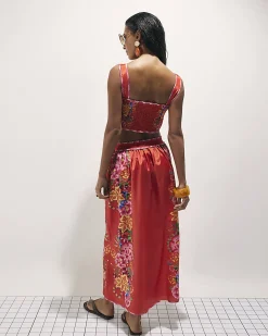 Red Floral Maxi Skirt