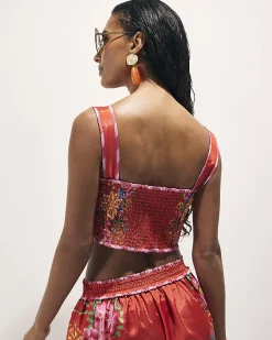Red Floral Print Crop Top