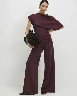 Red Glitter Drape Top