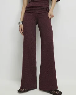 Red Glitter Wide Leg Trousers