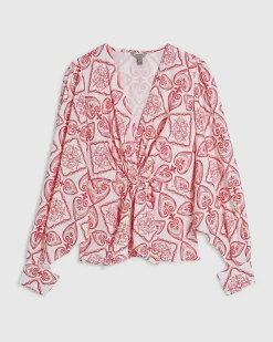 Red Knot Front Print Top