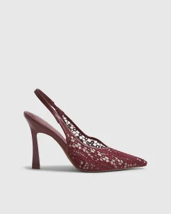 Red Lace Slingback Court Heels