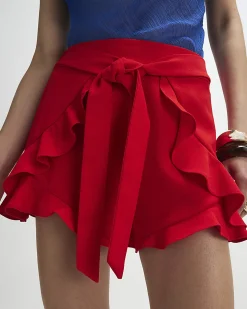 Red Layered Frill Shorts
