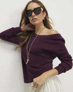 Red Linen Blend Asymmetric Knit Jumper