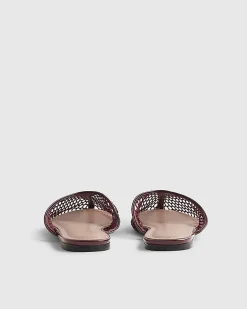 Red Mesh Slip On Flat Shoes