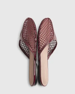 Red Mesh Slip On Flat Shoes