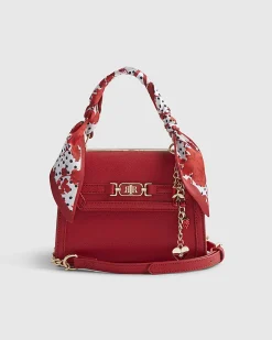 Red Mini Scarf Tote Cross Body Bag