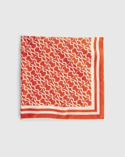 Red Monogram Print Scarf
