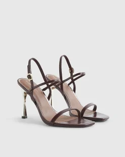 Red Open Back Heeled Sandals