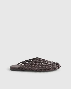 Red Open Weave Mule Sandals