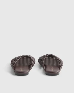 Red Open Weave Mule Sandals