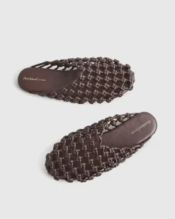 Red Open Weave Mule Sandals