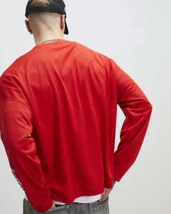 Red Oversized Fit 98 Long Sleeve T-Shirt