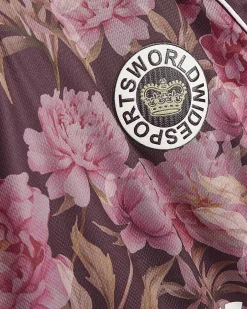 Red Oversized Fit Floral Mesh Rugby Shirt