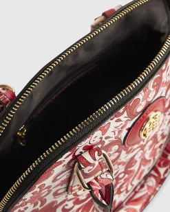 Red Paisley Print Cross Body Tote Bag