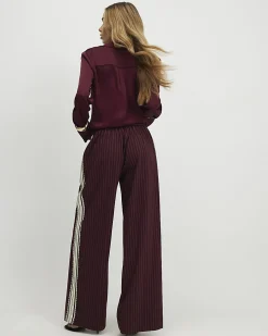 Red Pinstripe Crochet Side Stripe Joggers