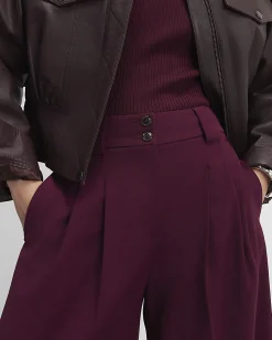 Red Pleated Wide Leg Trousers