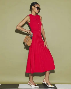 Red Pointelle Maxi Dress