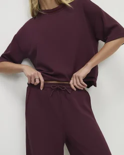 Red Premium Whipstitch Wide Leg Joggers