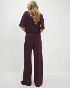 Red Premium Whipstitch Wide Leg Joggers