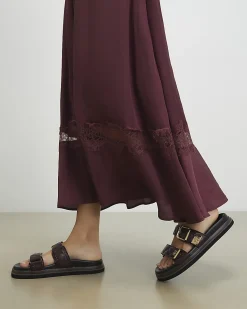 Red Quilted Double Strap Footbed Sandals